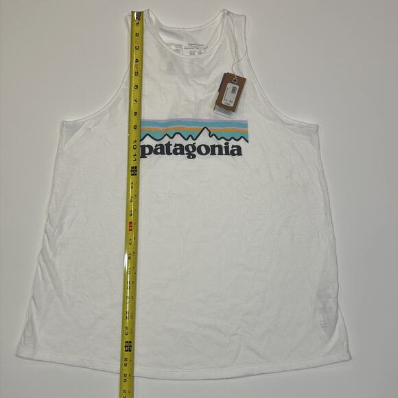 Patagonia Women’s Small Pastel P-6 Logo Organic Cotton High Neck Tank Top White - Picture 9 of 14